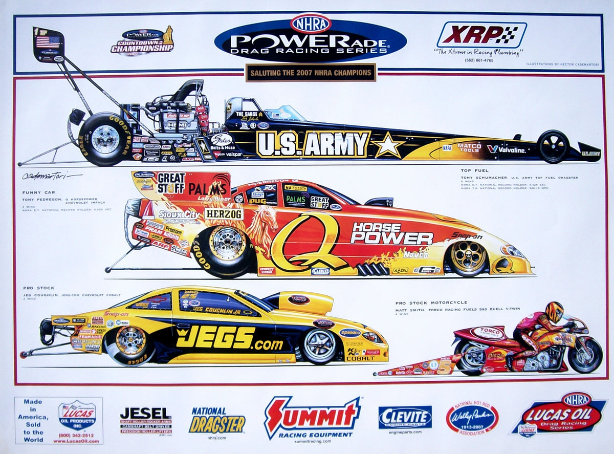 NHRA Champions Poster - 2007 – Hector Cademartori Motor Racing Art