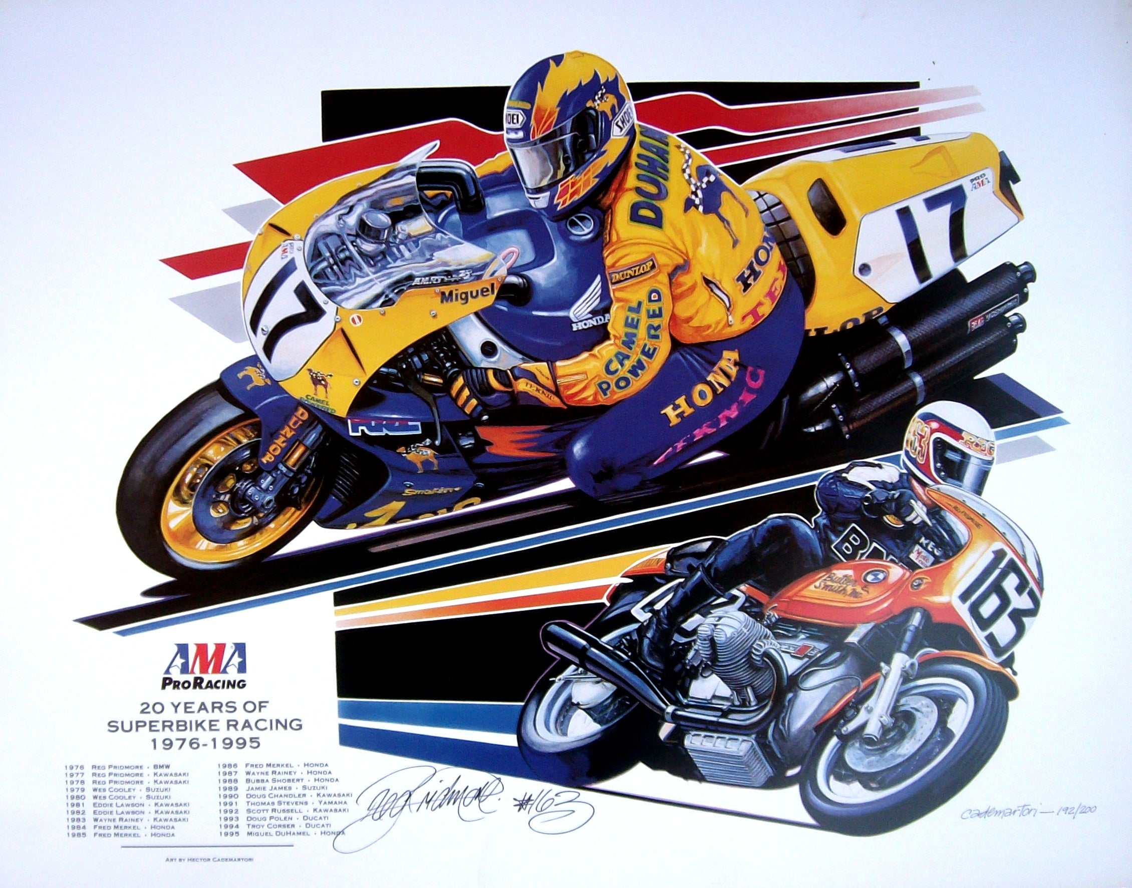 Superbike AMA Limited Edition Print. 1976-1995- Pridmore-Du