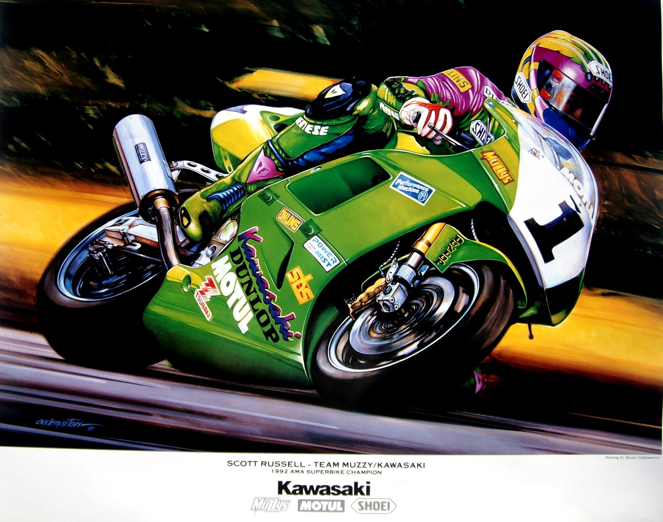 Scott Russell-Kawasaki-1992 AMA Superbike Champion.Poster – Hector