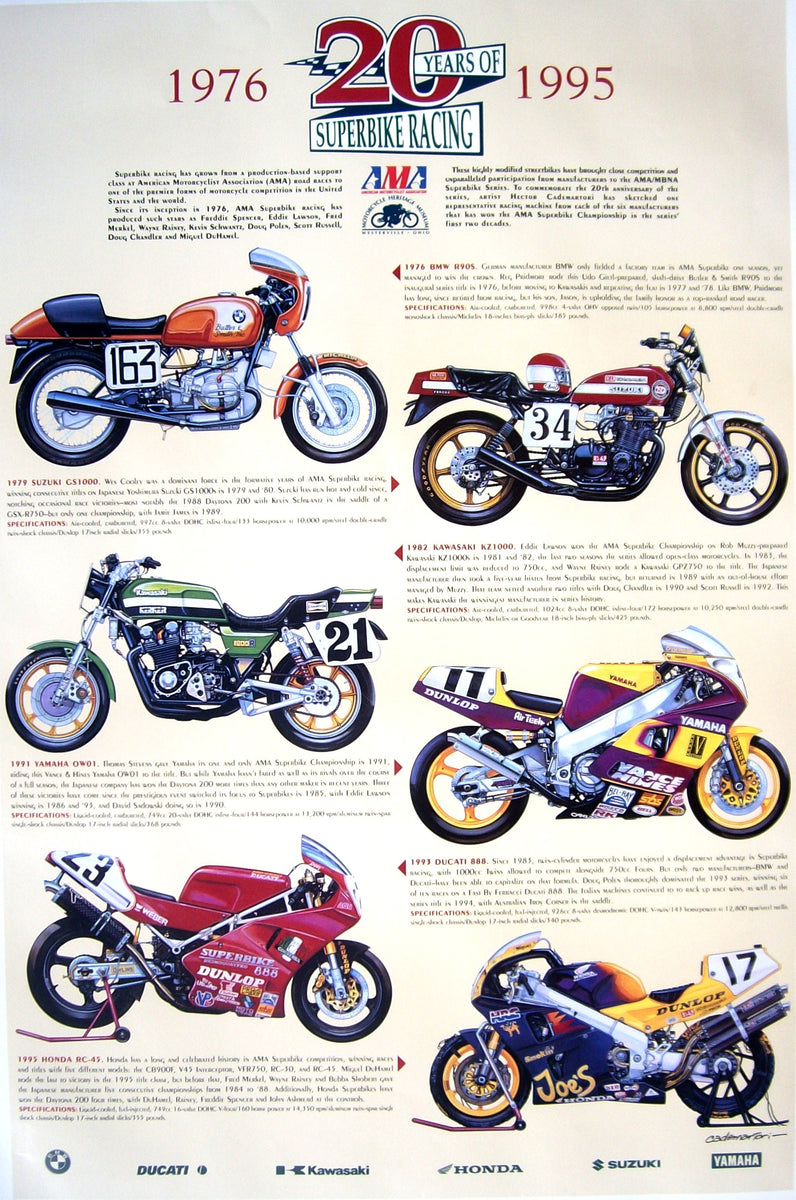 AMA 20 Years of Superbike Racing - 1976-1995 - Poster – Hector ...
