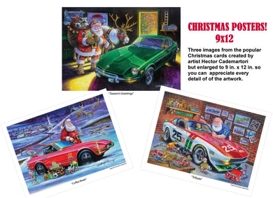 Datsun 240Z Christmas Poster Set #1 - 3 9x12 Posters